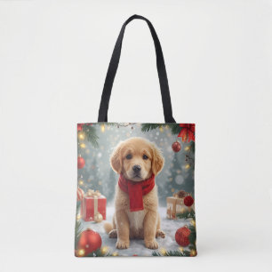 Golden Retriever Christmas Tote Bag
