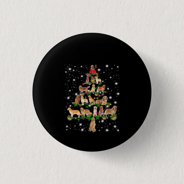 Golden Retriever Christmas Tree Covered By Flash 3 Cm Round Badge (Front)
