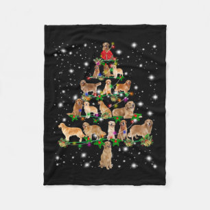 Golden Retriever Christmas Tree Covered By Flash Fleece Blanket