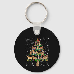 Golden Retriever Christmas Tree Covered By Flash Key Ring