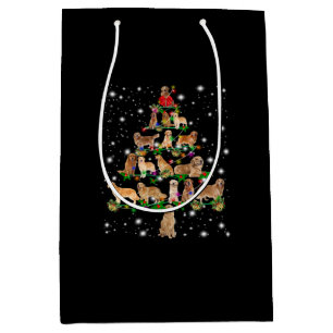 Golden Retriever Christmas Tree Covered By Flash Medium Gift Bag