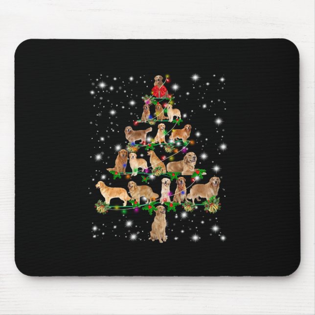 Golden Retriever Christmas Tree Covered By Flash Mouse Mat (Front)
