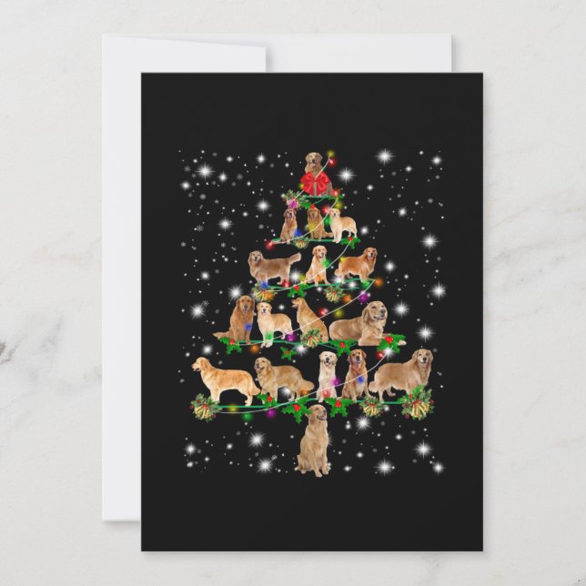Golden Retriever Christmas Tree Covered By Flash Thank You Card (Front)