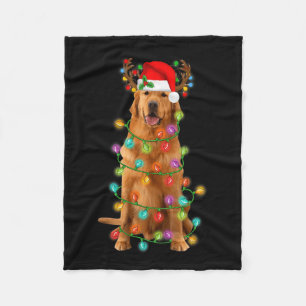 Golden Retriever Christmas Tree Lights Pajama Dog  Fleece Blanket