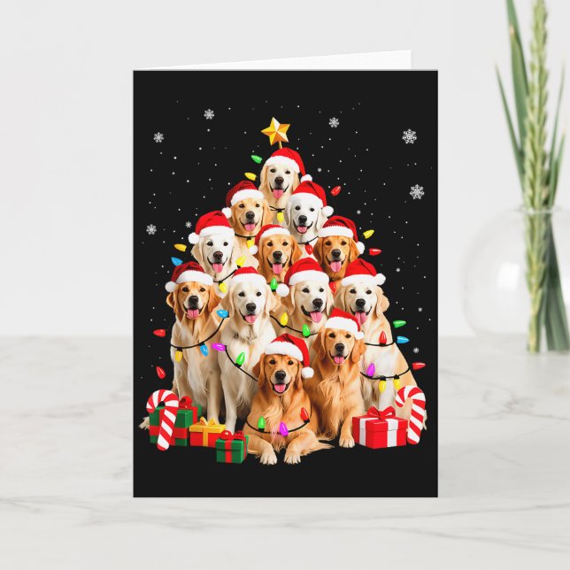 Golden Retriever Christmas Tree Ornament Decor Xma Card (Front)