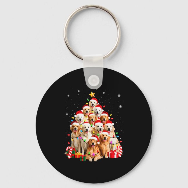 Golden Retriever Christmas Tree Ornament Decor Xma Key Ring (Front)