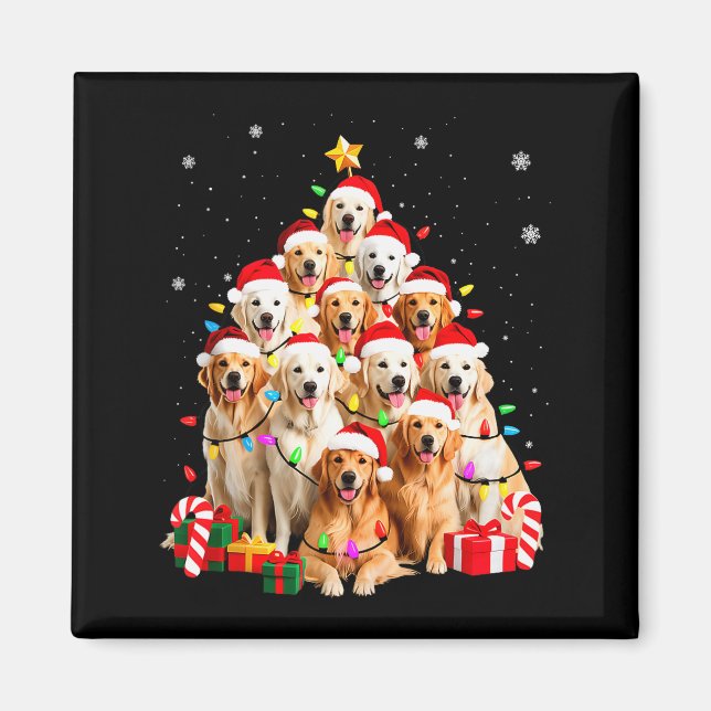 Golden Retriever Christmas Tree Ornament Decor Xma Magnet (Front)