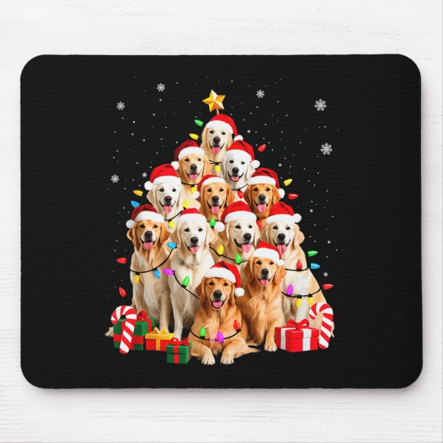 Golden Retriever Christmas Tree Ornament Decor Xma Mouse Mat (Front)