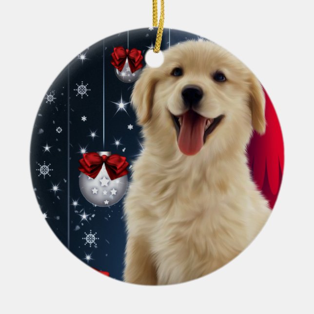 Golden Retriever Christmas Tree Ornaments (Front)