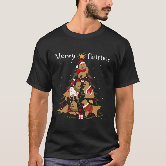 Golden Retriever Christmas Tree Xmas Dog Lover T-Shirt (Front)