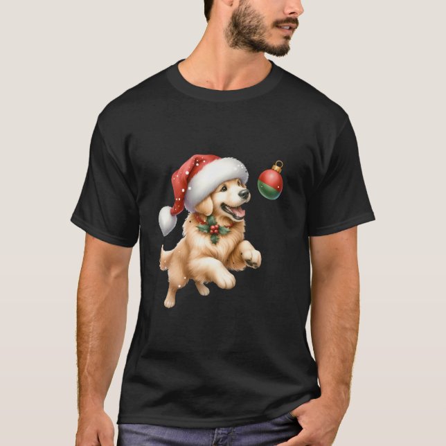 Golden Retriever Christmas Winter Dog  T-Shirt (Front)