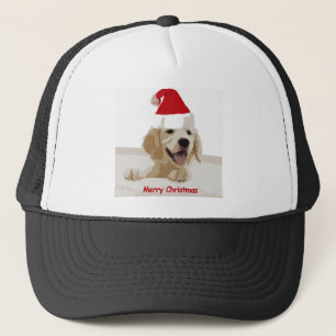 Golden Retriever Christmas with Santa Hat