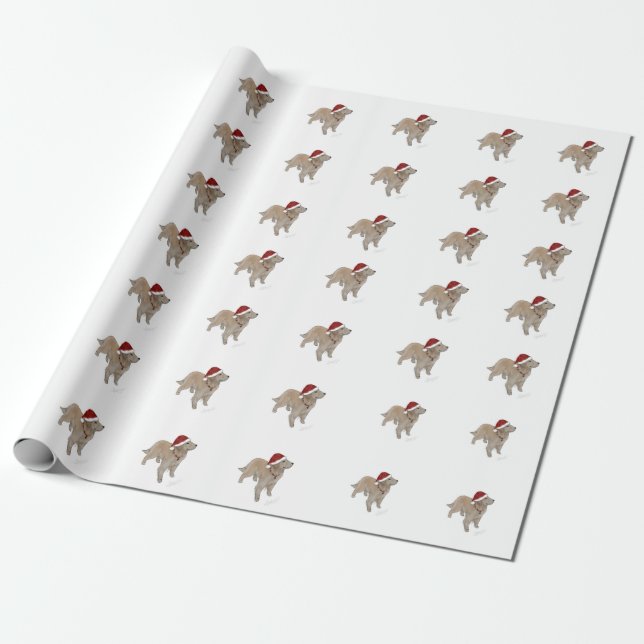 Golden Retriever Christmas Wrapping Paper (Unrolled)