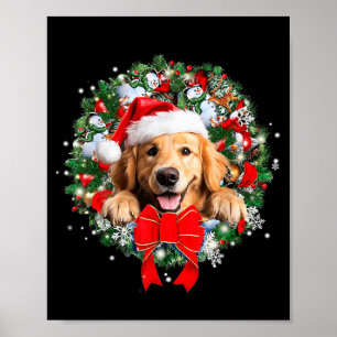 Golden Retriever Christmas Wreath Decoration Xmas 