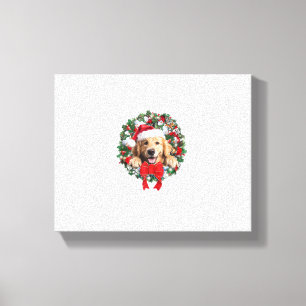 Golden Retriever Christmas Wreath Decoration Xmas  Canvas Print