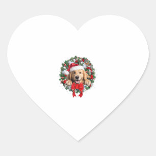 Golden Retriever Christmas Wreath Decoration Xmas Heart Sticker
