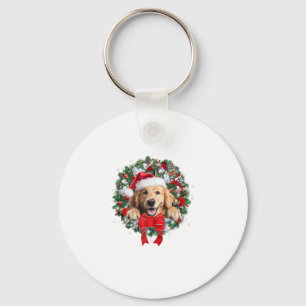 Golden Retriever Christmas Wreath Decoration Xmas Key Ring