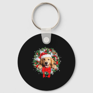 Golden Retriever Christmas Wreath Decoration Xmas Key Ring