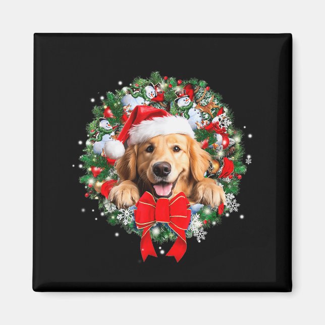 Golden Retriever Christmas Wreath Decoration Xmas  Magnet (Front)