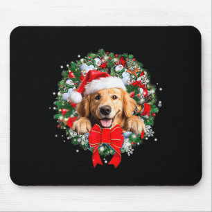Golden Retriever Christmas Wreath Decoration Xmas Mouse Mat