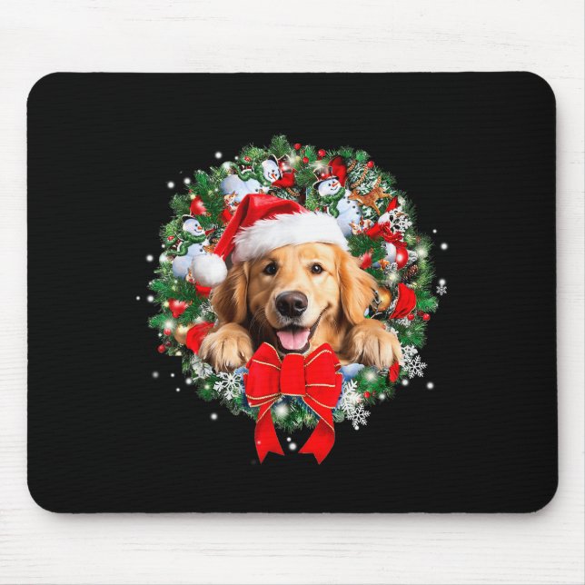 Golden Retriever Christmas Wreath Decoration Xmas  Mouse Mat (Front)