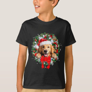 Golden Retriever Christmas Wreath Decoration Xmas T-Shirt