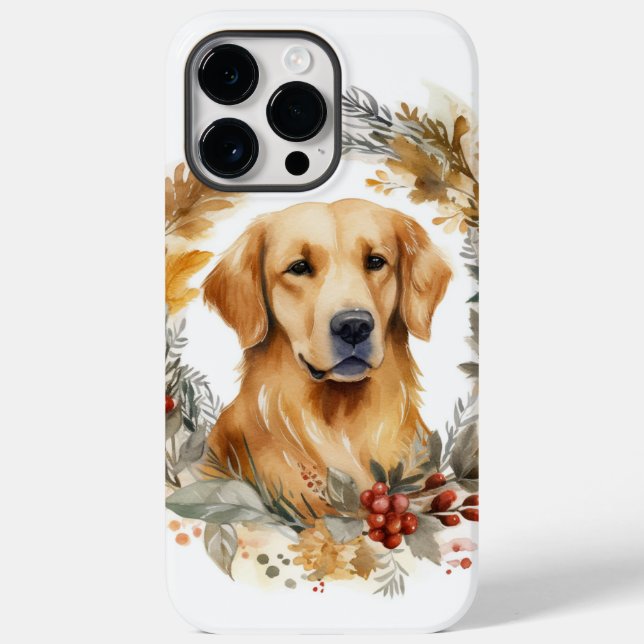 Golden Retriever Christmas Wreath Festive Pup Case-Mate iPhone Case (Back)