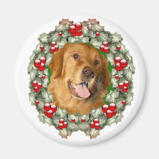 Golden Retriever Christmas wreath Magnet