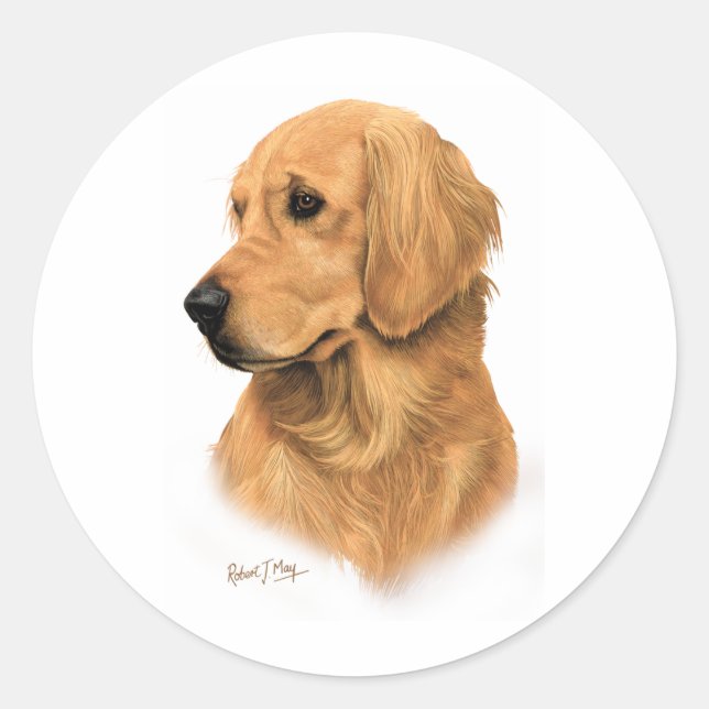 Golden Retriever Classic Round Sticker (Front)