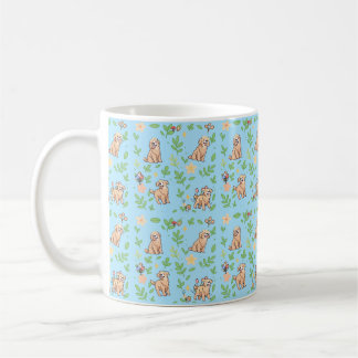 Golden Retriever Coffee Mug Spring Floral Kawaii
