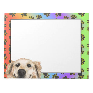 Golden Retriever colourful dog paw pattern Notepad