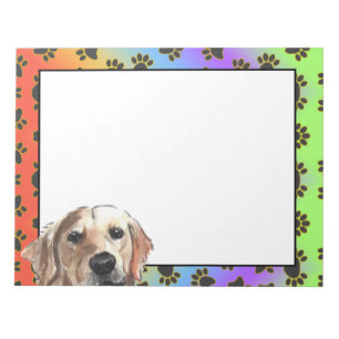 Golden Retriever colourful dog paw pattern Notepad