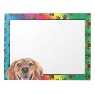 Golden Retriever colourful dog paw pattern Notepad