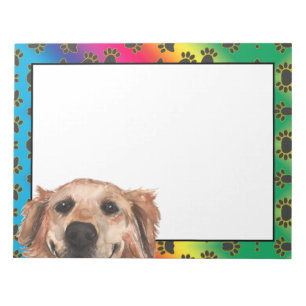 Golden Retriever colourful dog paw pattern Notepad
