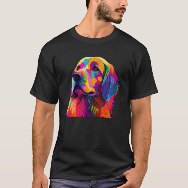 Golden Retriever  Colourful Pop Golden Retriever T-Shirt (Front)