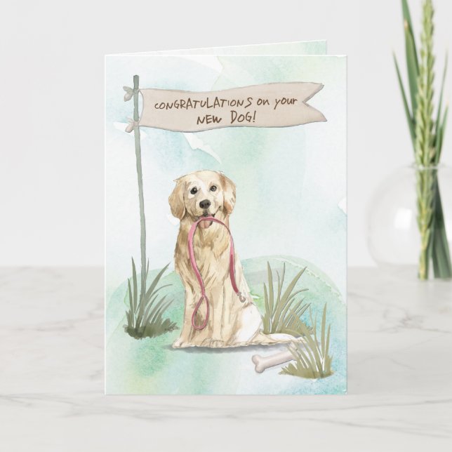 Golden Retriever Congratulations on New Dog Card (Front)