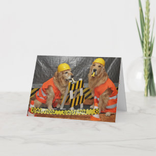 Golden Retriever Construction Birthday Card