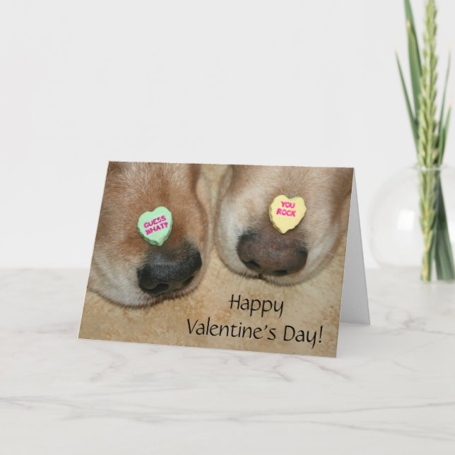 Golden Retriever Conversation Hearts Valentine's Holiday Card (Front)