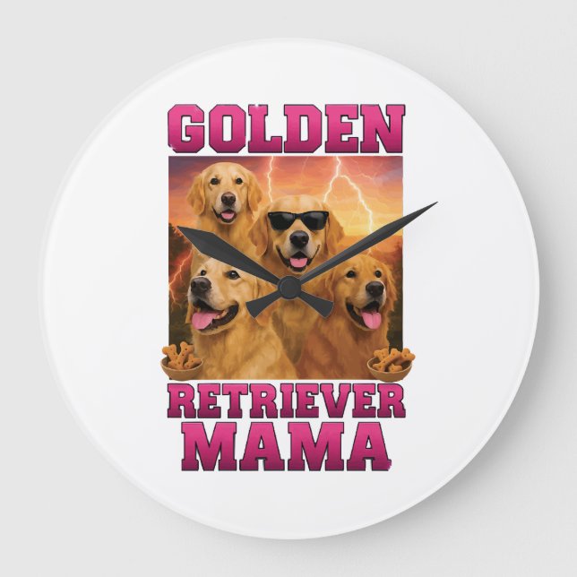 Golden Retriever Copy Copy Large Clock (Front)