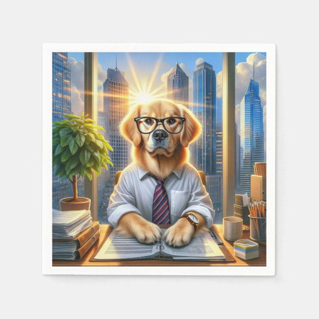 Golden Retriever Corporate Businessman Napkin (Front)