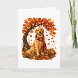 Golden Retriever Cosy Autumn Thanksgiving Holiday Card