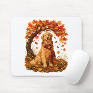Golden Retriever Cosy Autumn Thanksgiving Mouse Mat