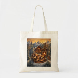 Golden Retriever Cozy Cabin Tote Bag