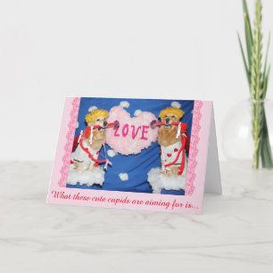 Golden Retriever Cupids of Love Holiday Card