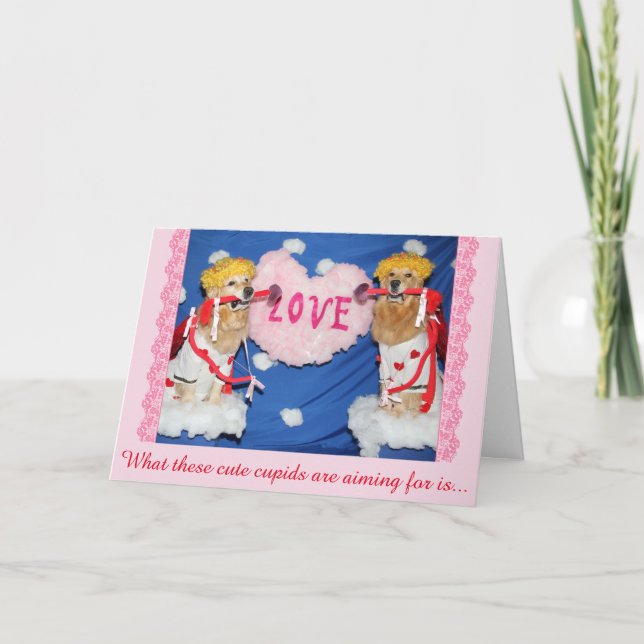 Golden Retriever Cupids of Love Holiday Card (Front)