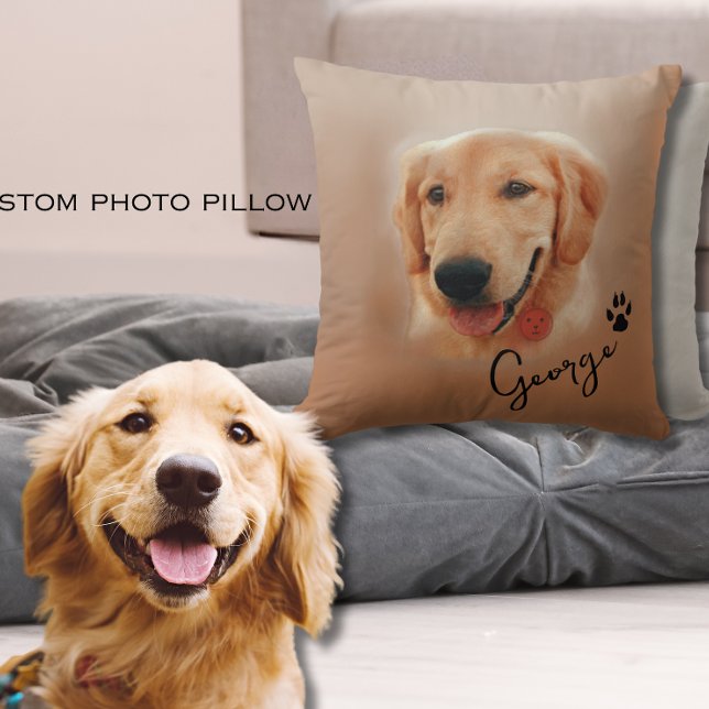Golden Retriever Custom Dog Photo Image  Cushion (Golden Retriever Custom Dog Photo Image Throw Pillow)