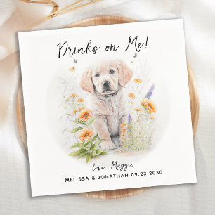 Golden Retriever Custom Dog Wedding Cocktail Napkin