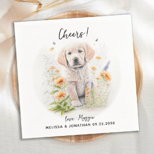 Golden Retriever Custom Dog Wedding Cocktail Napkin