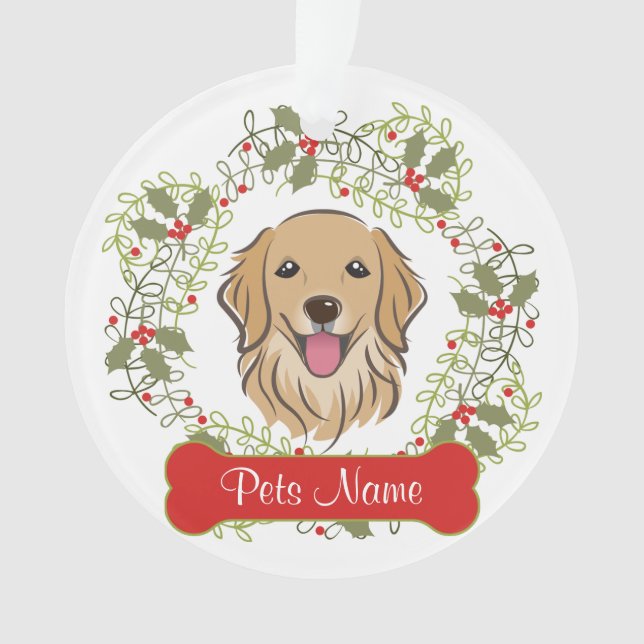 Golden Retriever Customisable Ornament (Front)