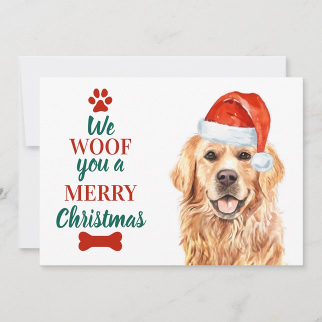 Golden Retriever Cute Dog Merry Christmas  Holiday Card (Front)